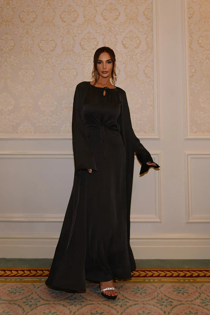 Abaya Studio à Manches Fendues - Noir — Modeen