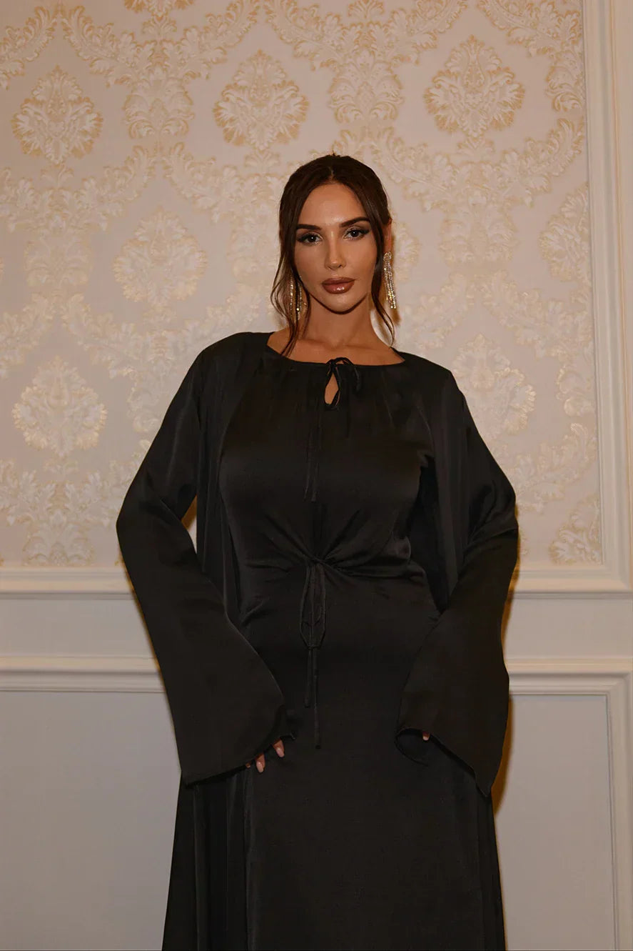 Abaya Studio à Manches Fendues - Noir — Modeen