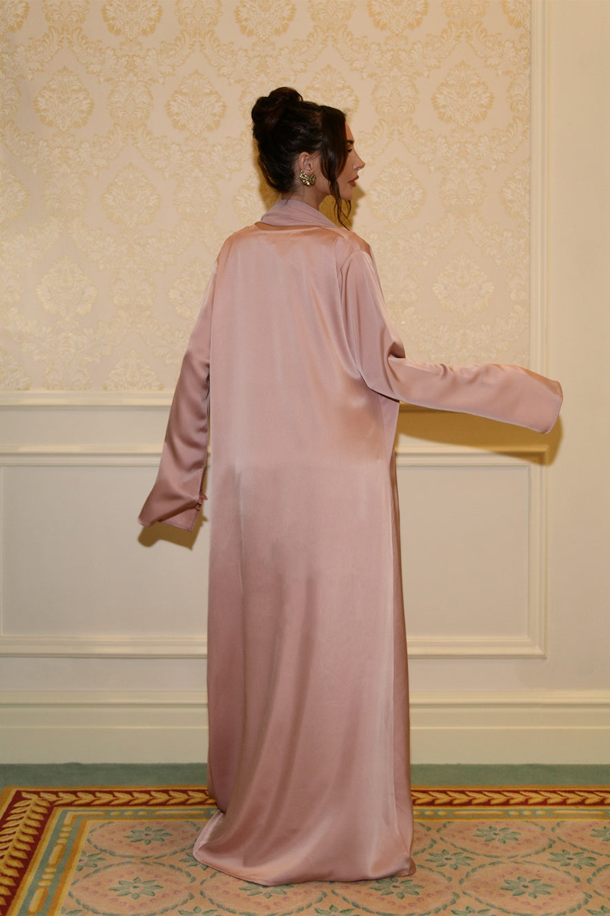 Abaya Studio à Manches Fendues - Vieux Rose — Modeen