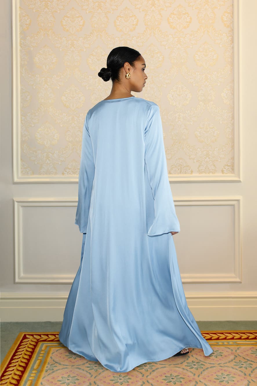 Abaya à Manches Fendues - Bleu — Modeen
