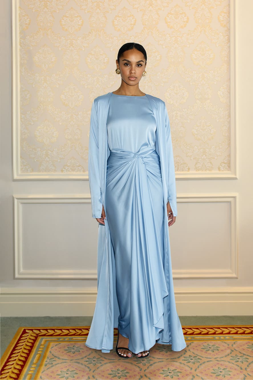 Abaya à Manches Fendues - Bleu — Modeen