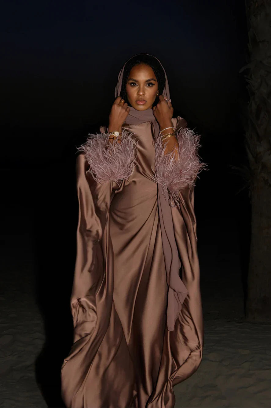 Caftan à Plumes - Marron — Modeen