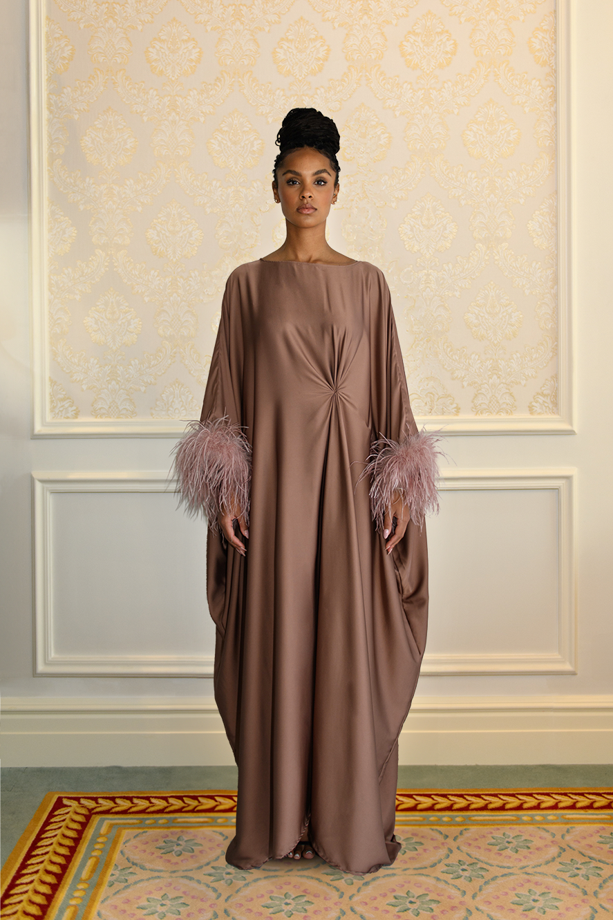 Caftan à Plumes - Marron — Modeen