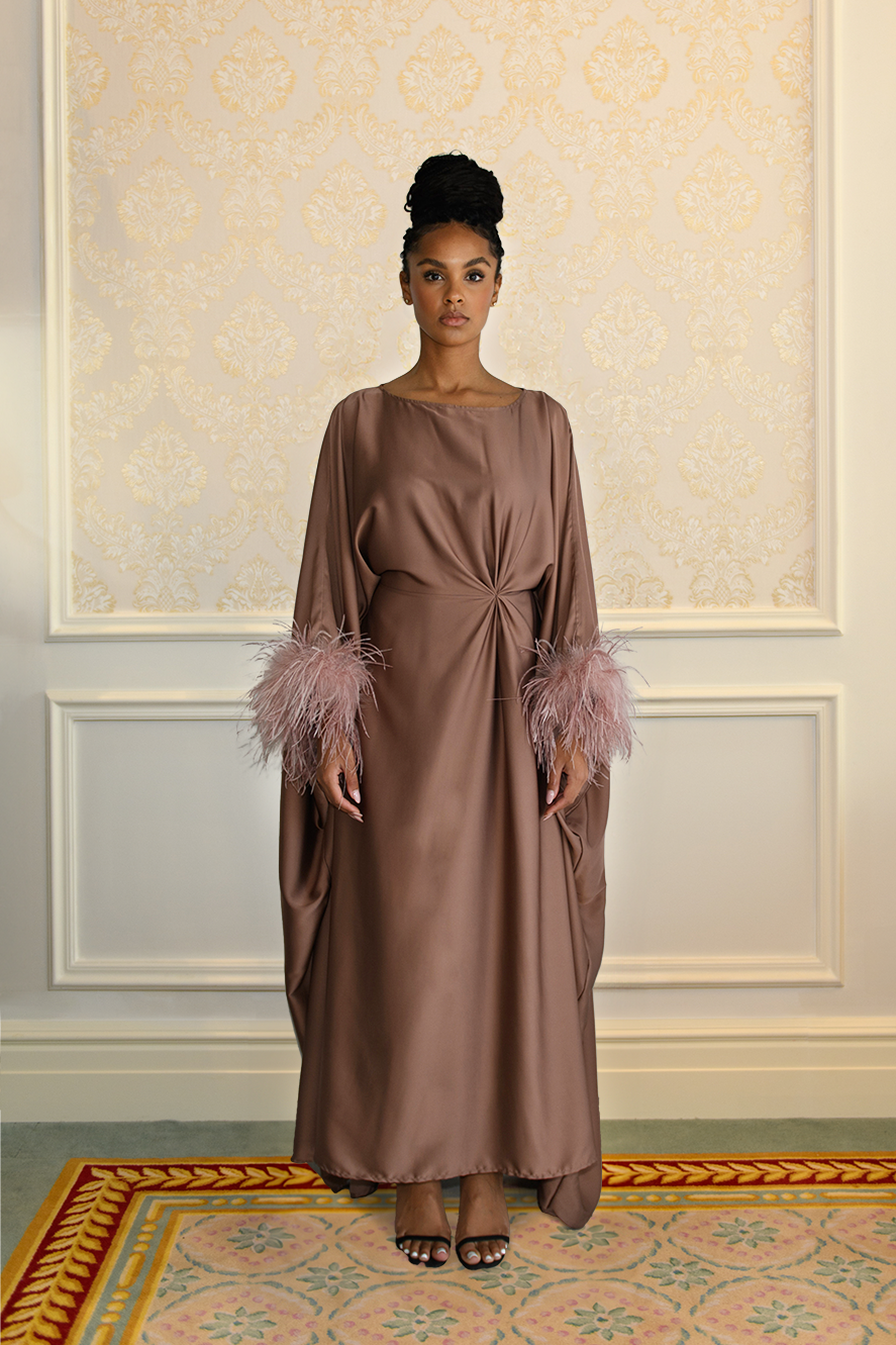 Caftan à Plumes - Marron — Modeen