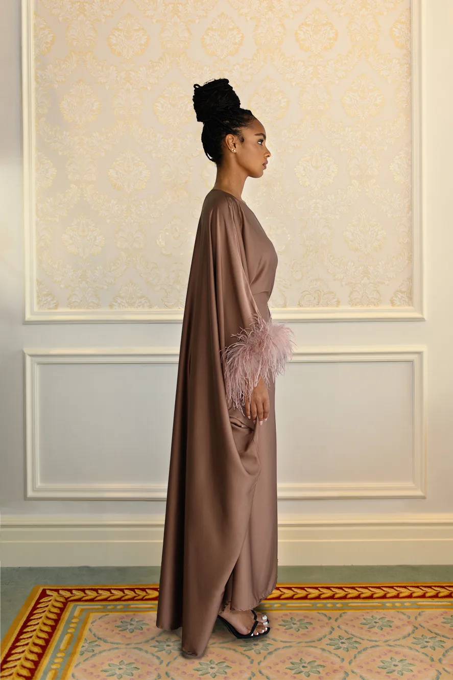 Caftan à Plumes - Marron — Modeen