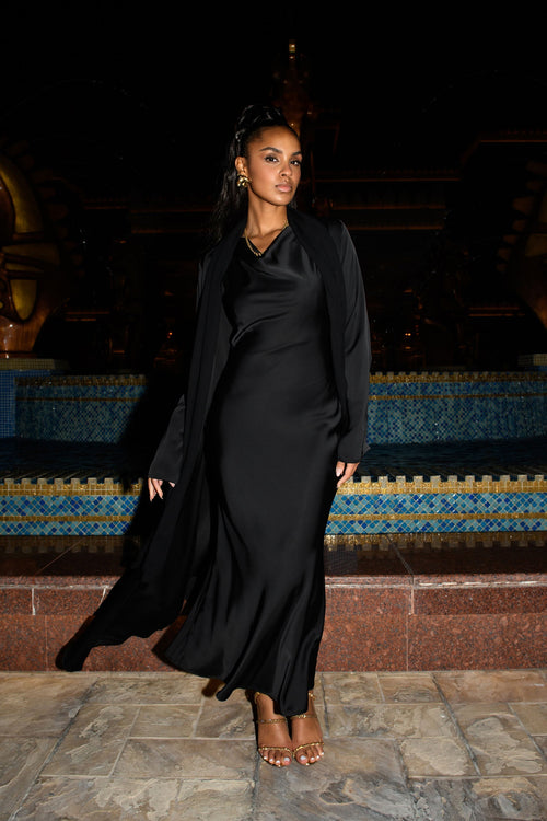 Abaya Studio à Manches Fendues - Noir — Modeen