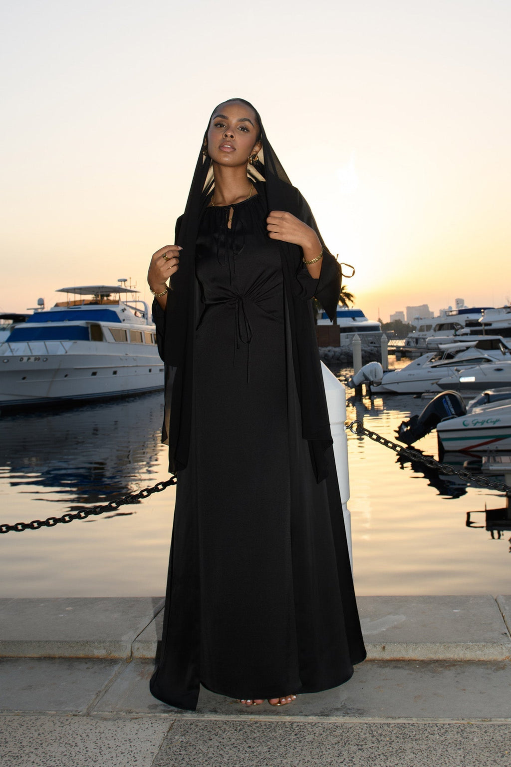 Robe Longue Énora à Détail Noué - Noir — Modeen