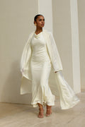 Abaya Studio à Manches Fendues - Crème — Modeen