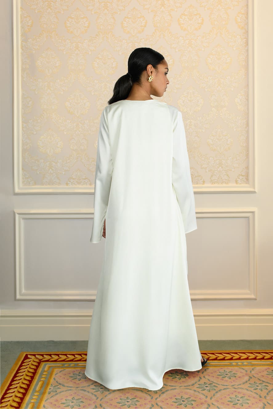Abaya Studio à Manches Fendues - Crème — Modeen