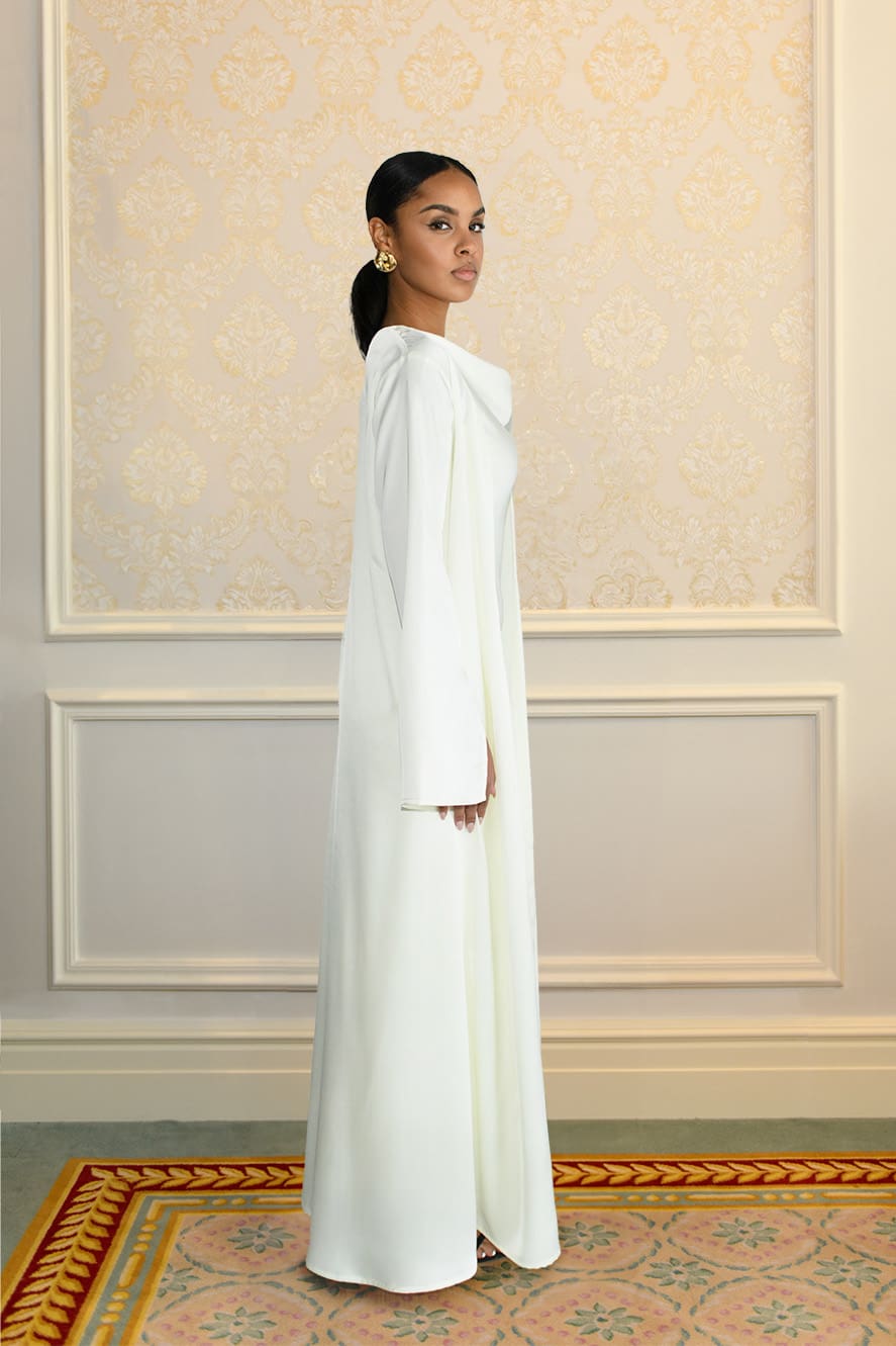 Abaya Studio à Manches Fendues - Crème — Modeen
