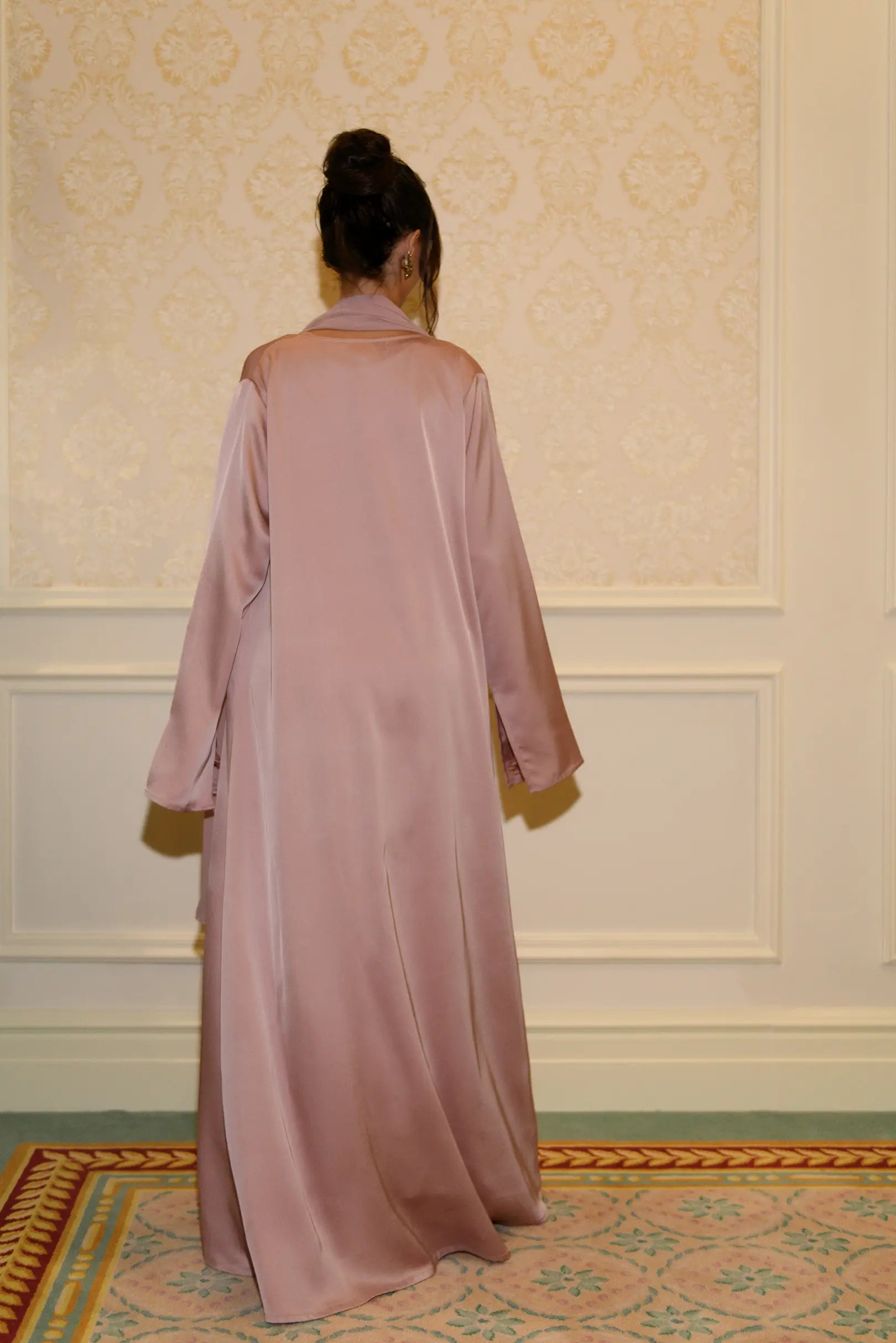 Abaya Studio à Manches Fendues - Vieux Rose — Modeen