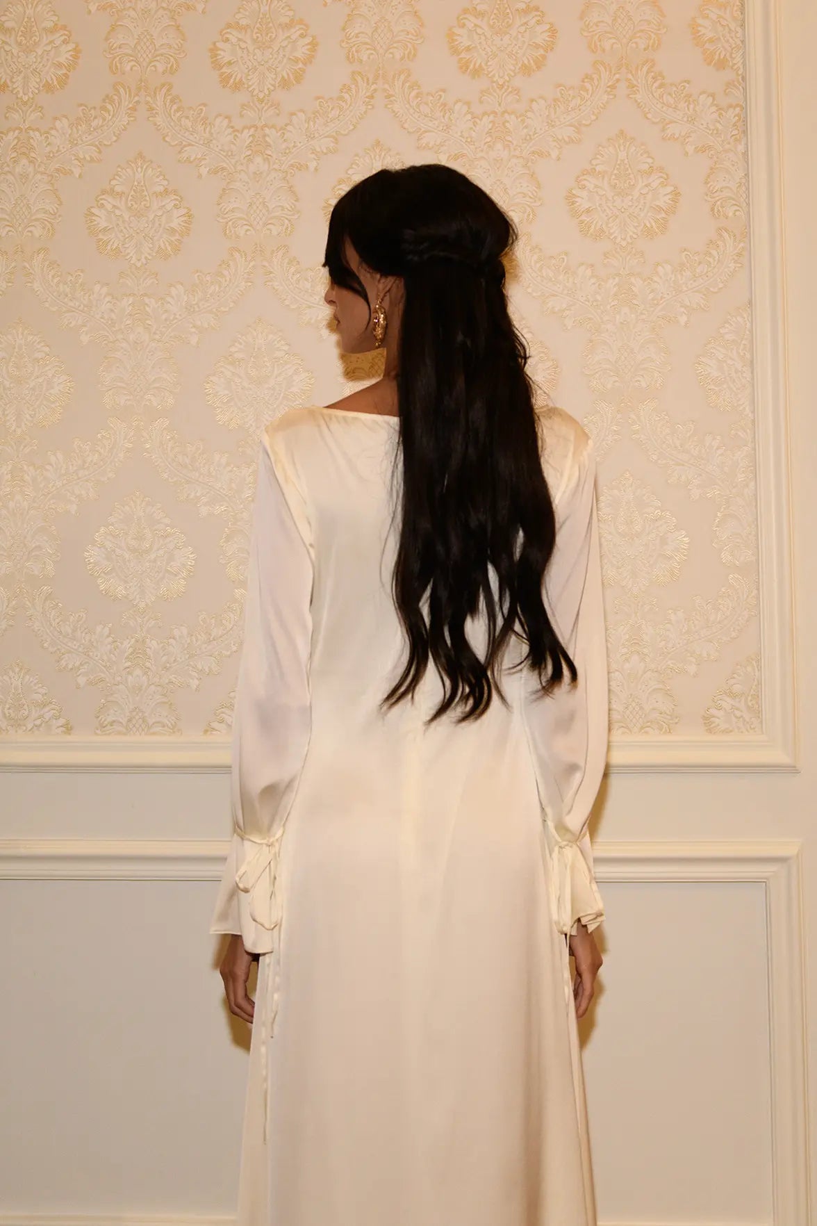 Robe Longue Énora à Détail Noué - Crème — Modeen