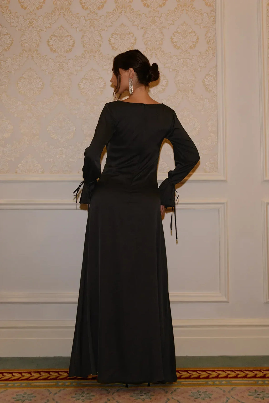 Robe Longue Énora à Détail Noué - Noir — Modeen