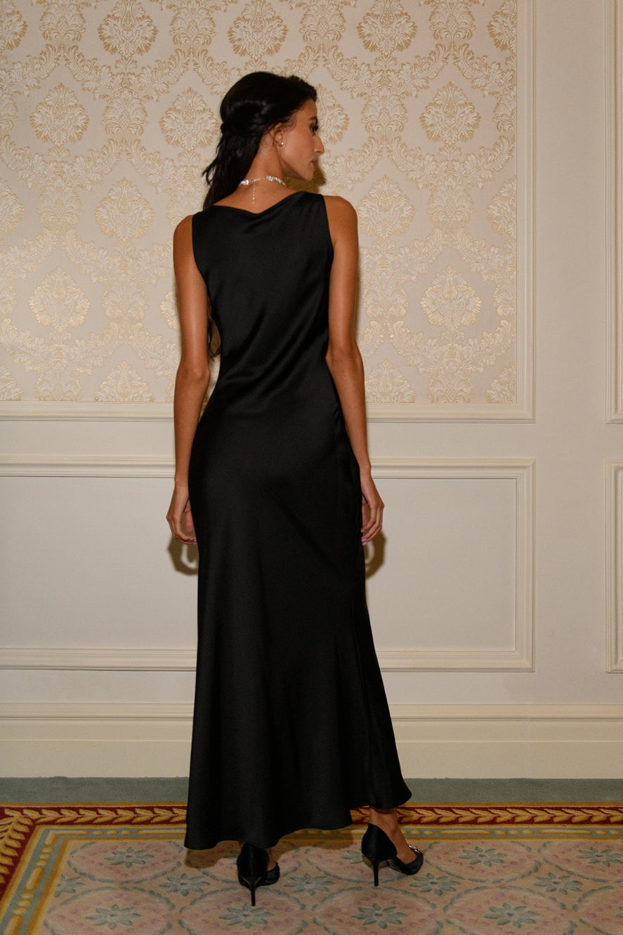 Robe Longue Studio Ruya à Col Bénitier - Noir — Modeen