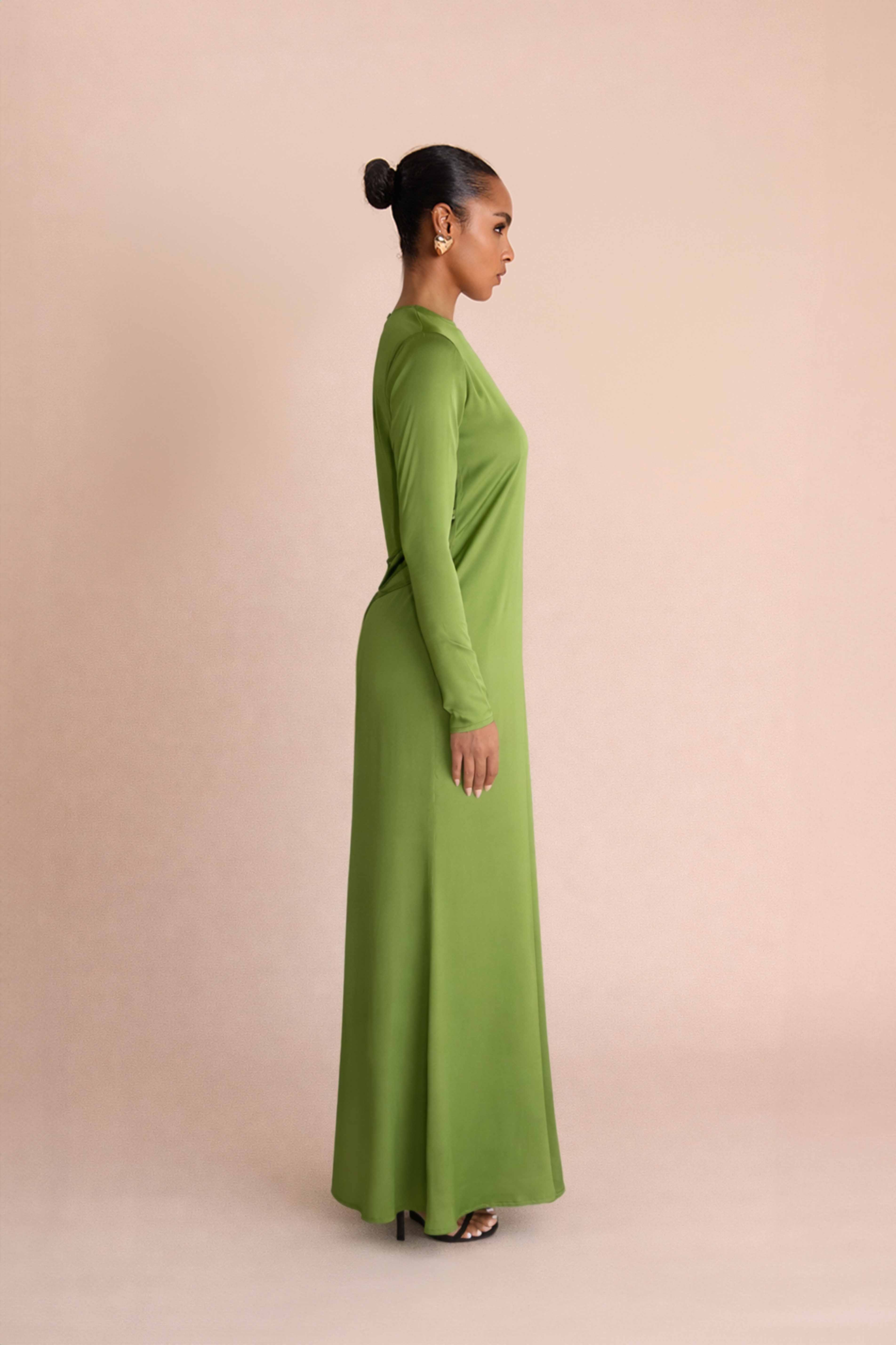 Robe Longue Elaila à Laçage au Dos - Vert — Modeen