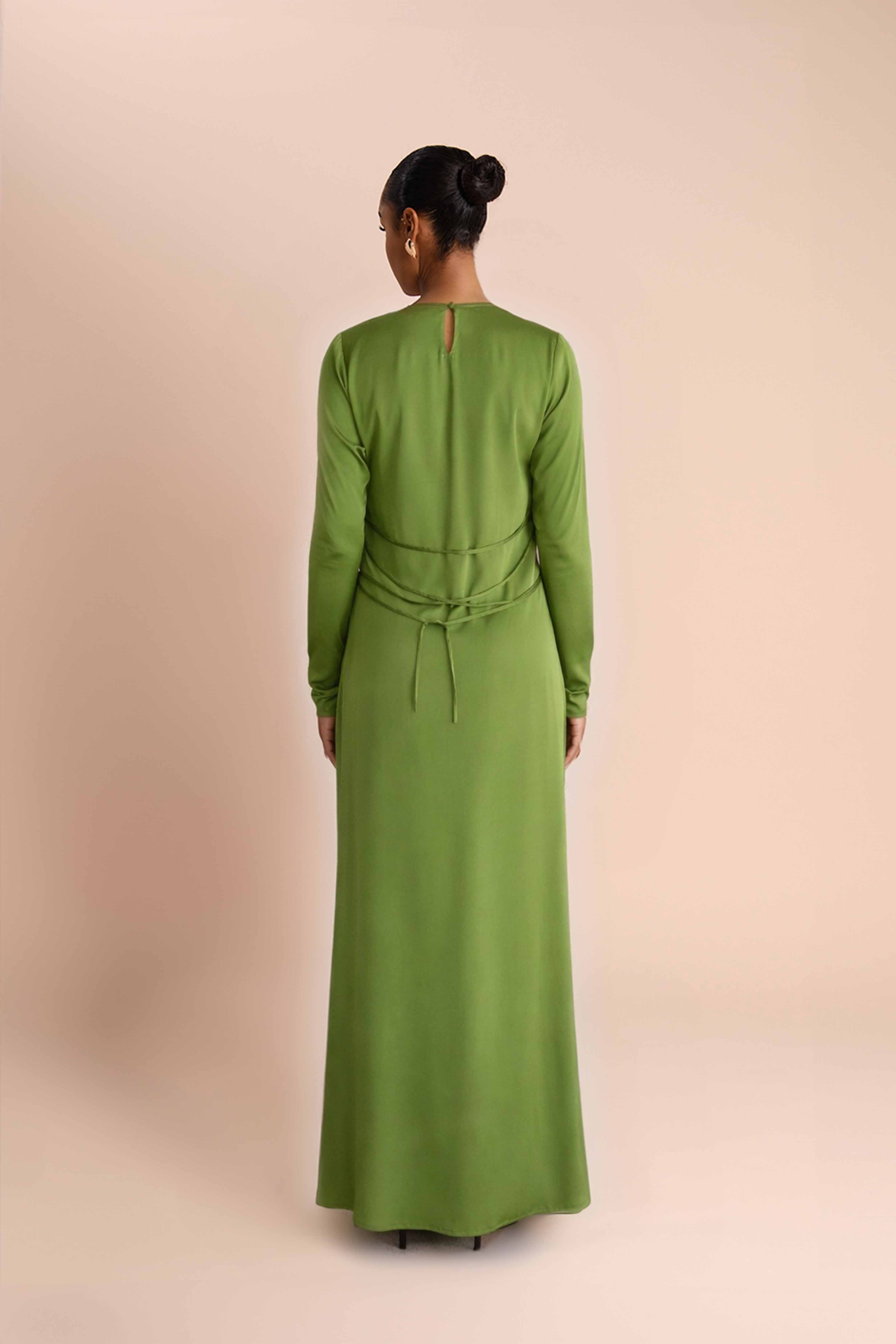 Robe Longue Elaila à Laçage au Dos - Vert — Modeen