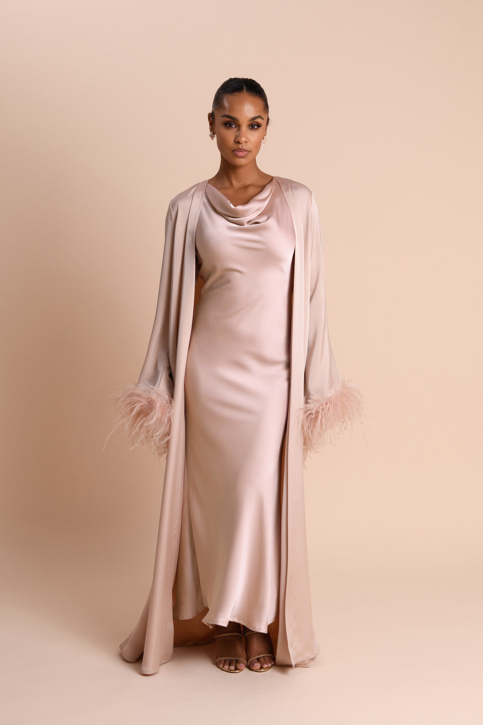 Abaya à Manches en Plumes - Vieux Rose — Modeen