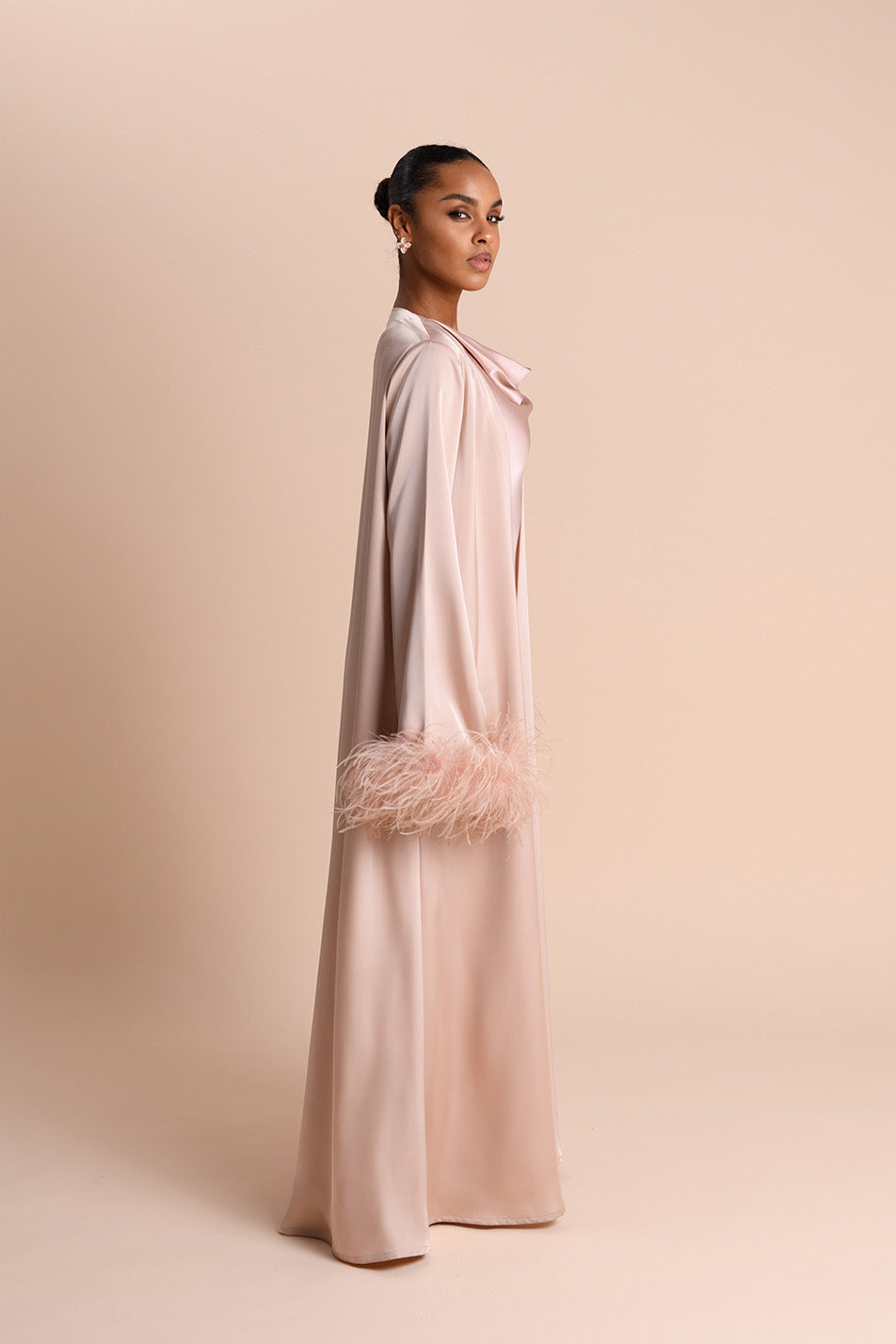 Abaya à Manches en Plumes - Vieux Rose — Modeen