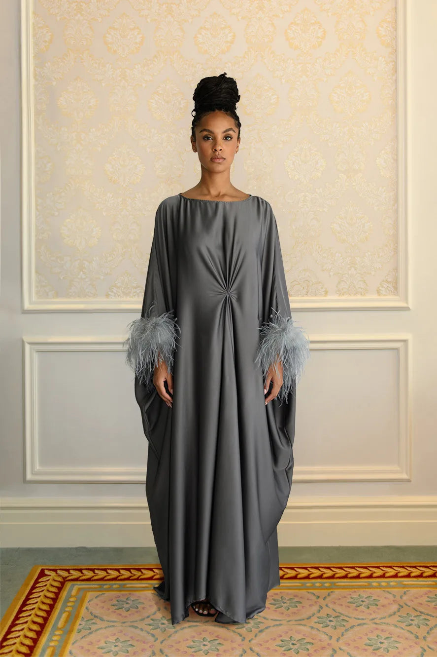 Caftan à Plumes - Gris Anthracite — Modeen