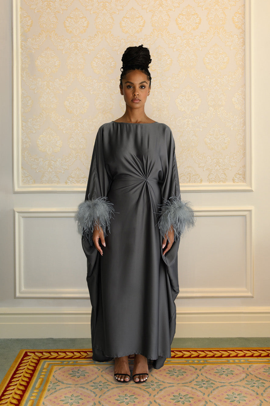 Caftan à Plumes - Gris Anthracite — Modeen