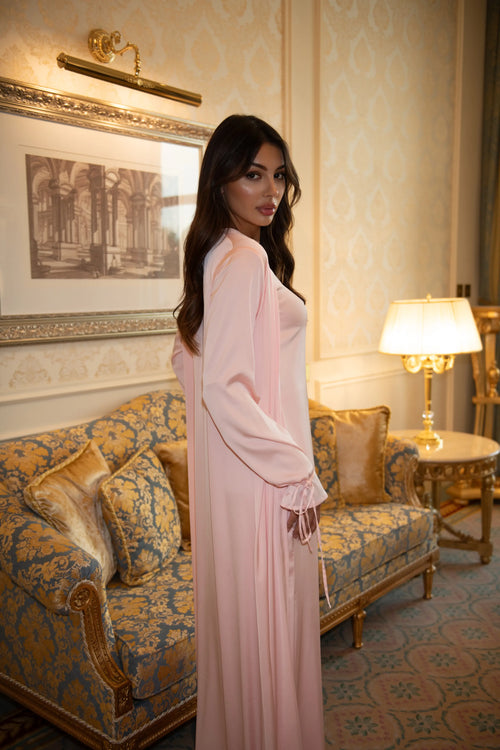 Abaya à Détail Noué - Rose Tendre — Modeen
