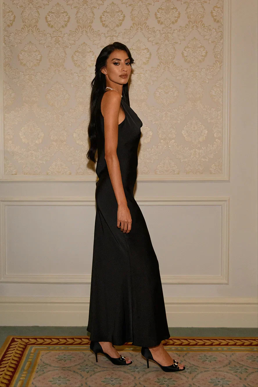 Robe Longue Studio Ruya à Col Bénitier - Noir — Modeen