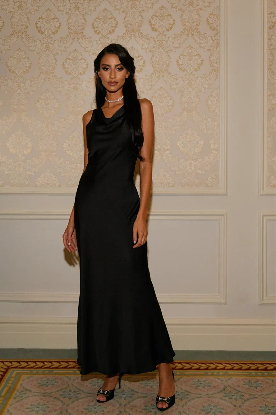 Robe Longue Studio Ruya à Col Bénitier - Noir — Modeen