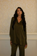 Ensemble Chemise & Pantalon Décontracté - Vert Olive — Modeen