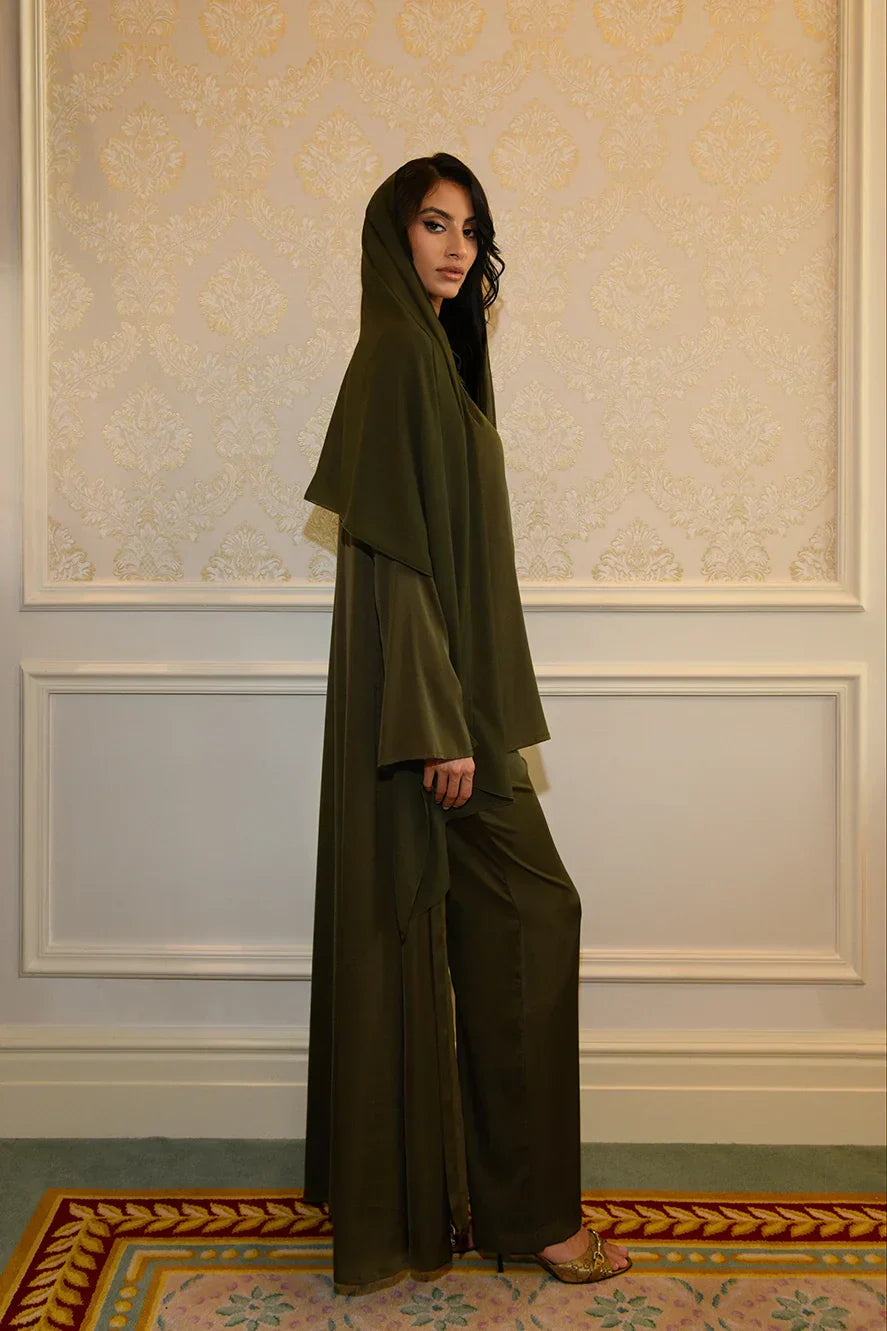 Abaya à Manches Fendues - Vert Olive — Modeen
