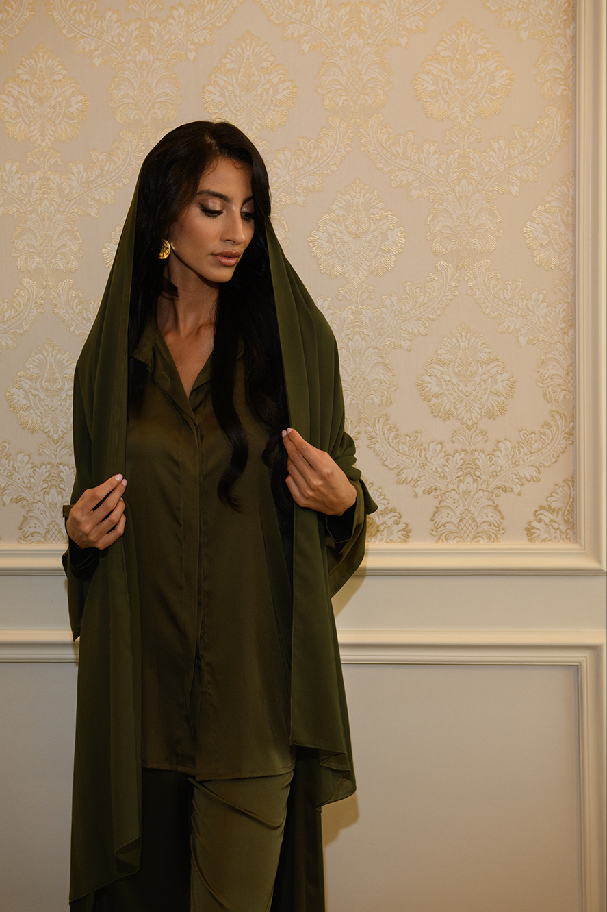 Ensemble Chemise & Pantalon Décontracté - Vert Olive — Modeen