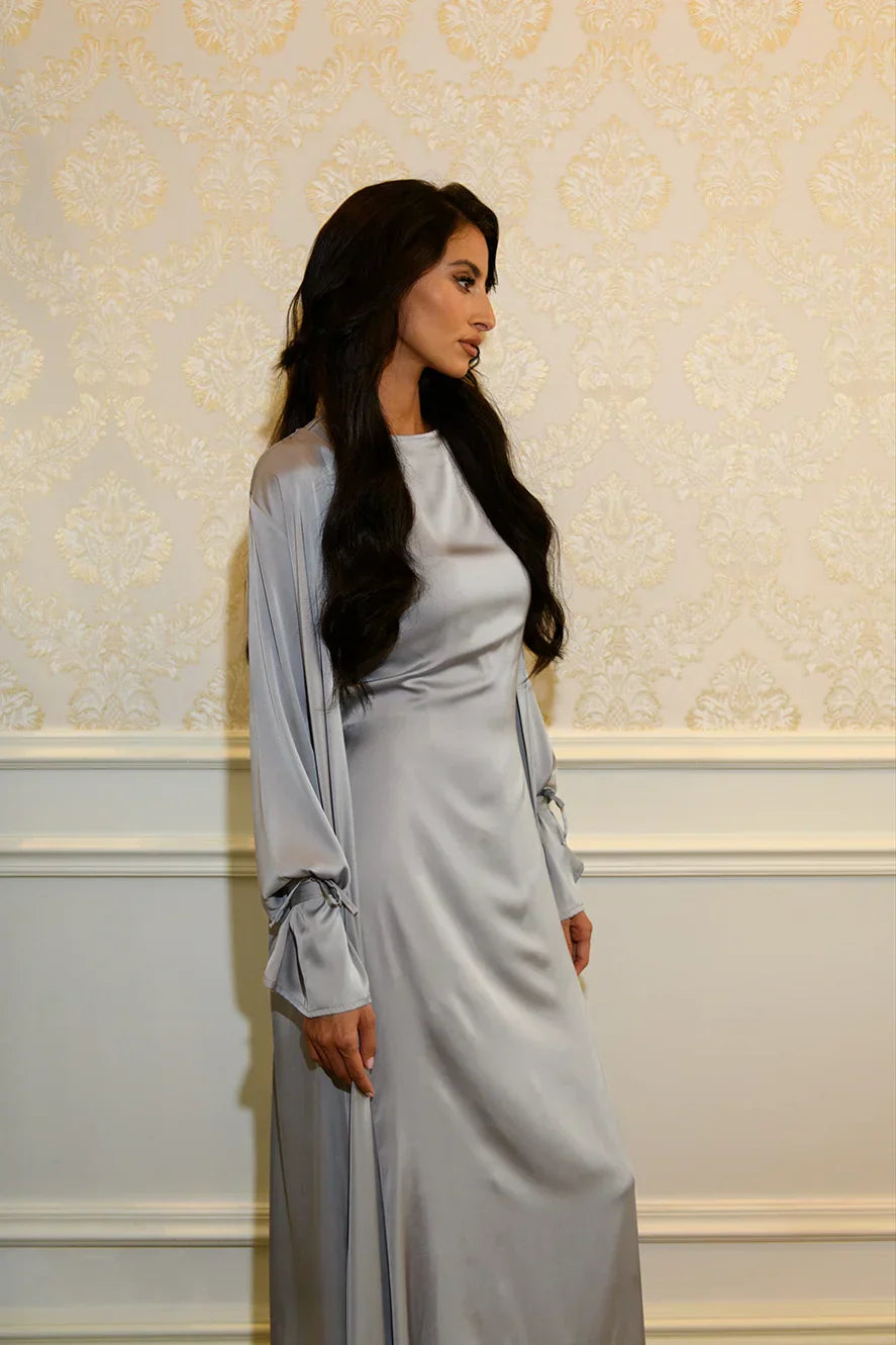 Abaya à Détail Noué - Argenté — Modeen