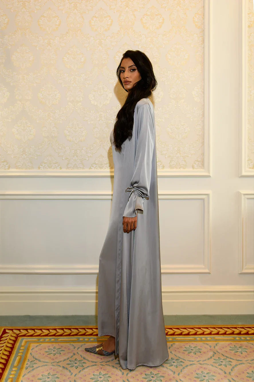 Abaya à Détail Noué - Argenté — Modeen