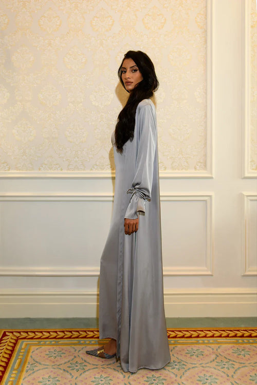 Abaya à Détail Noué - Argenté — Modeen