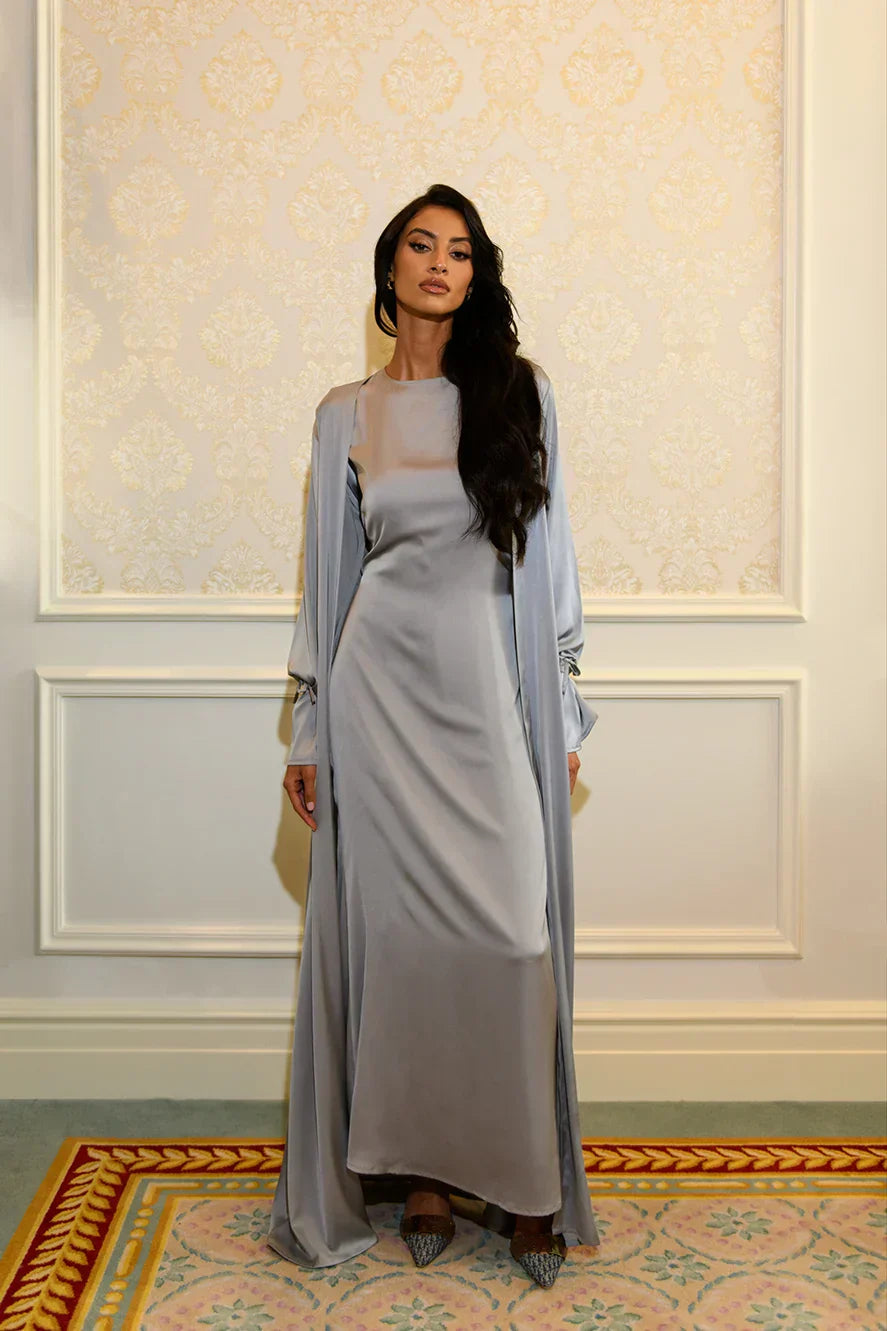 Abaya à Détail Noué - Argenté — Modeen