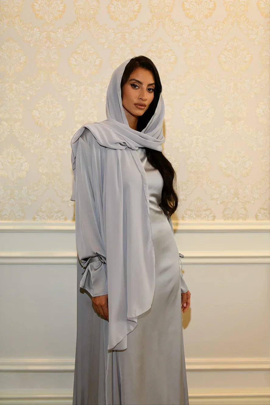 Abaya à Détail Noué - Argenté — Modeen