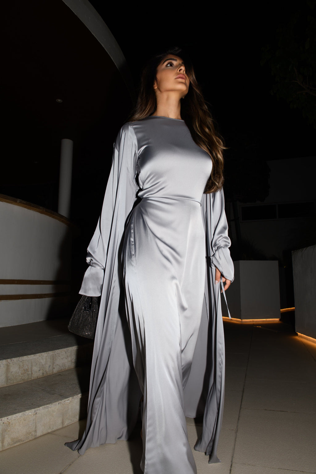 Abaya à Détail Noué - Argenté — Modeen