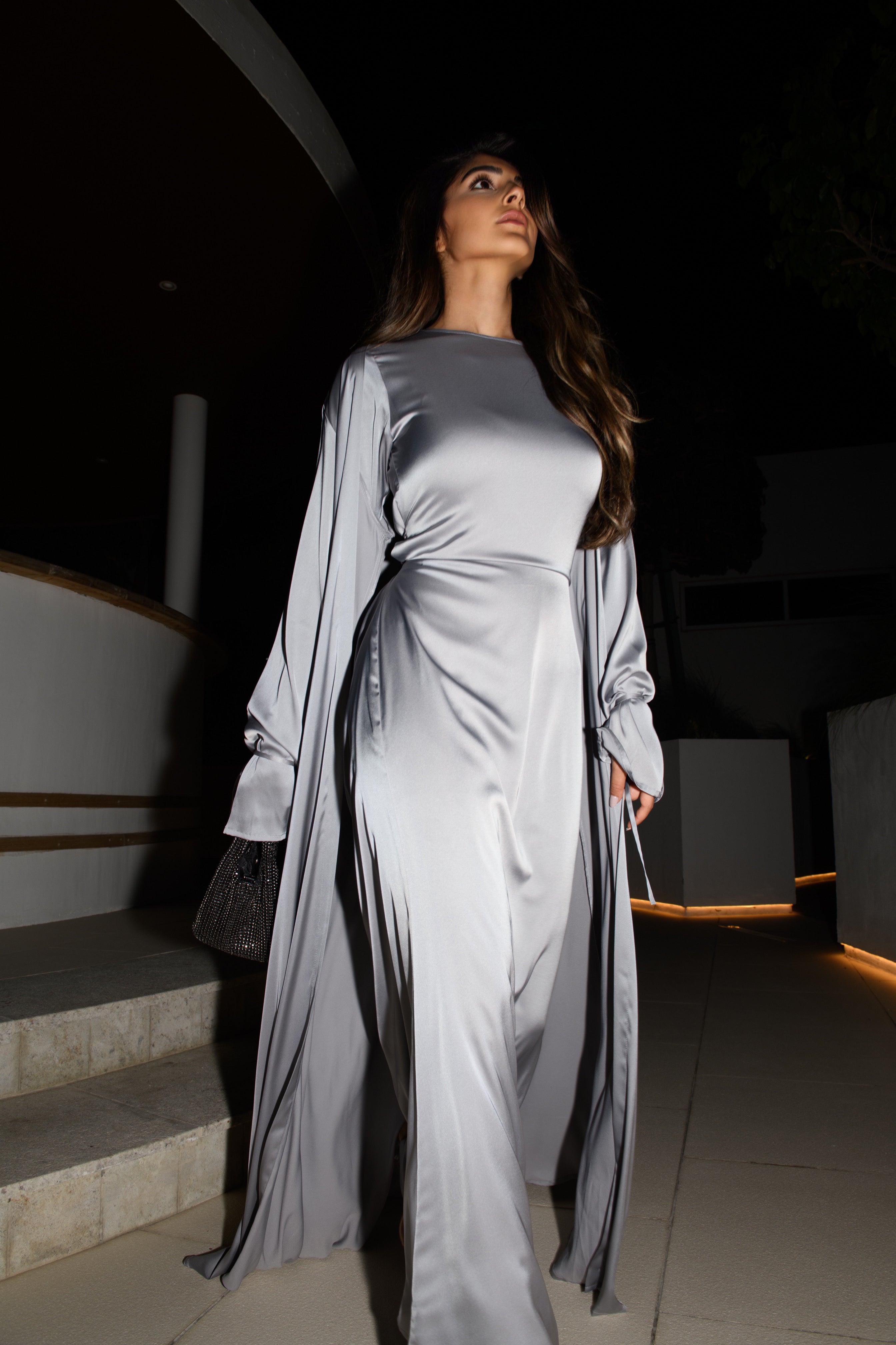 Abaya à Détail Noué - Argenté — Modeen