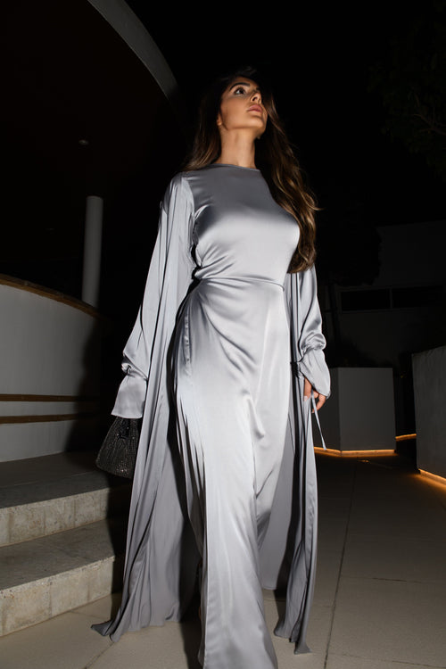 Abaya à Détail Noué - Argenté — Modeen