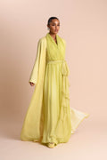 Abaya à Manches Fendues - Citron Vert — Modeen