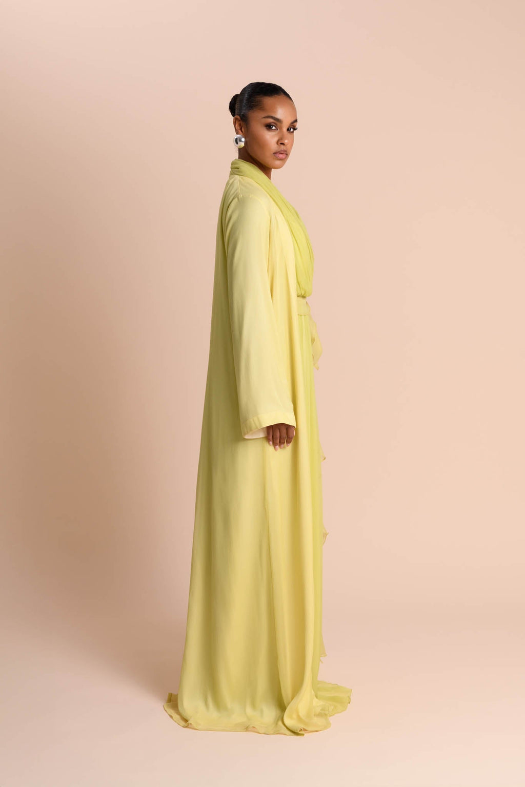 Abaya à Manches Fendues - Citron Vert — Modeen