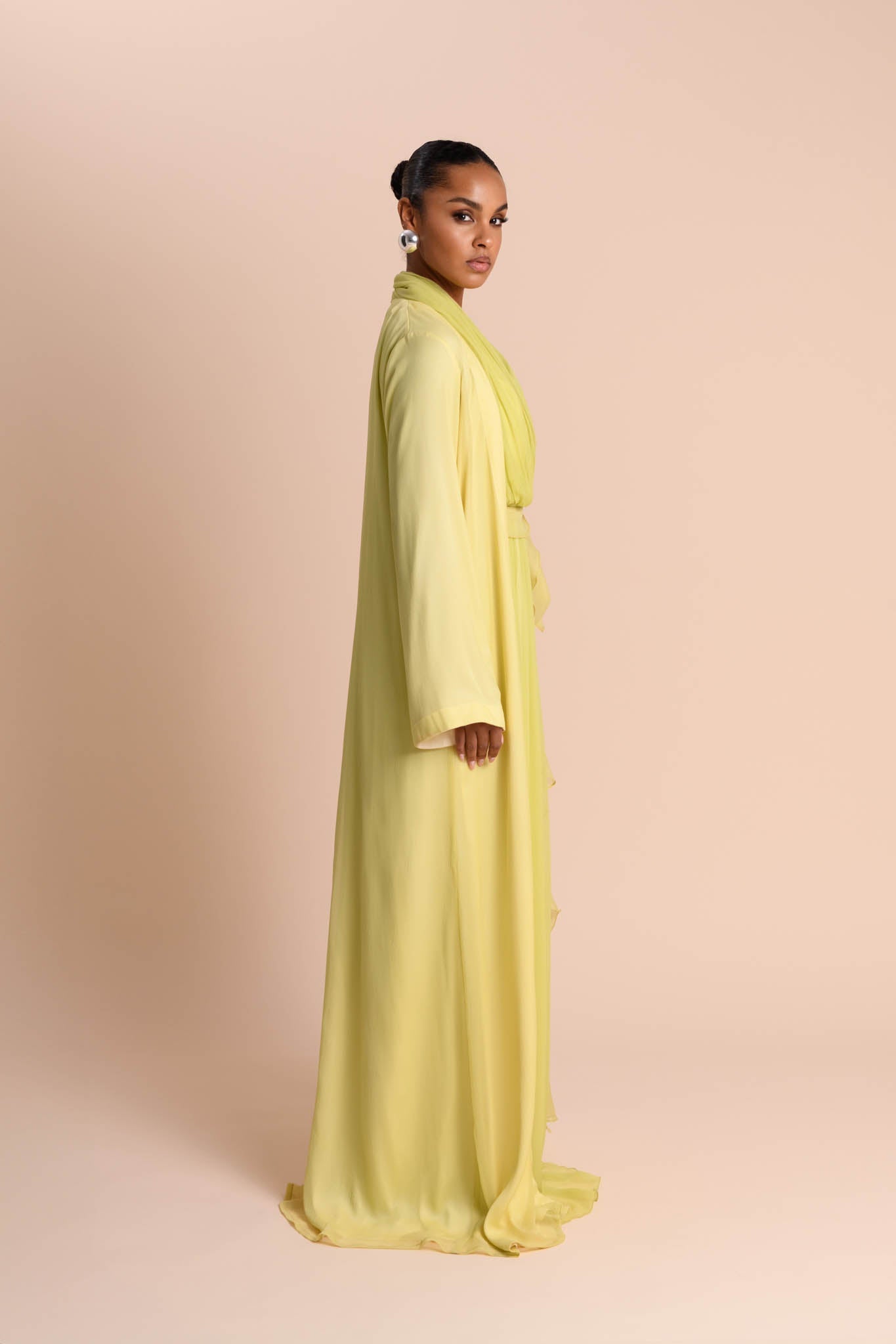 Abaya à Manches Fendues - Citron Vert — Modeen