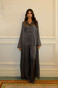 Abaya à Manches Fendues - Gris Anthracite — Modeen
