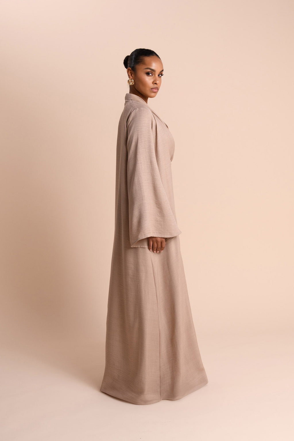 Abaya à Manches Fendues - Sable — Modeen