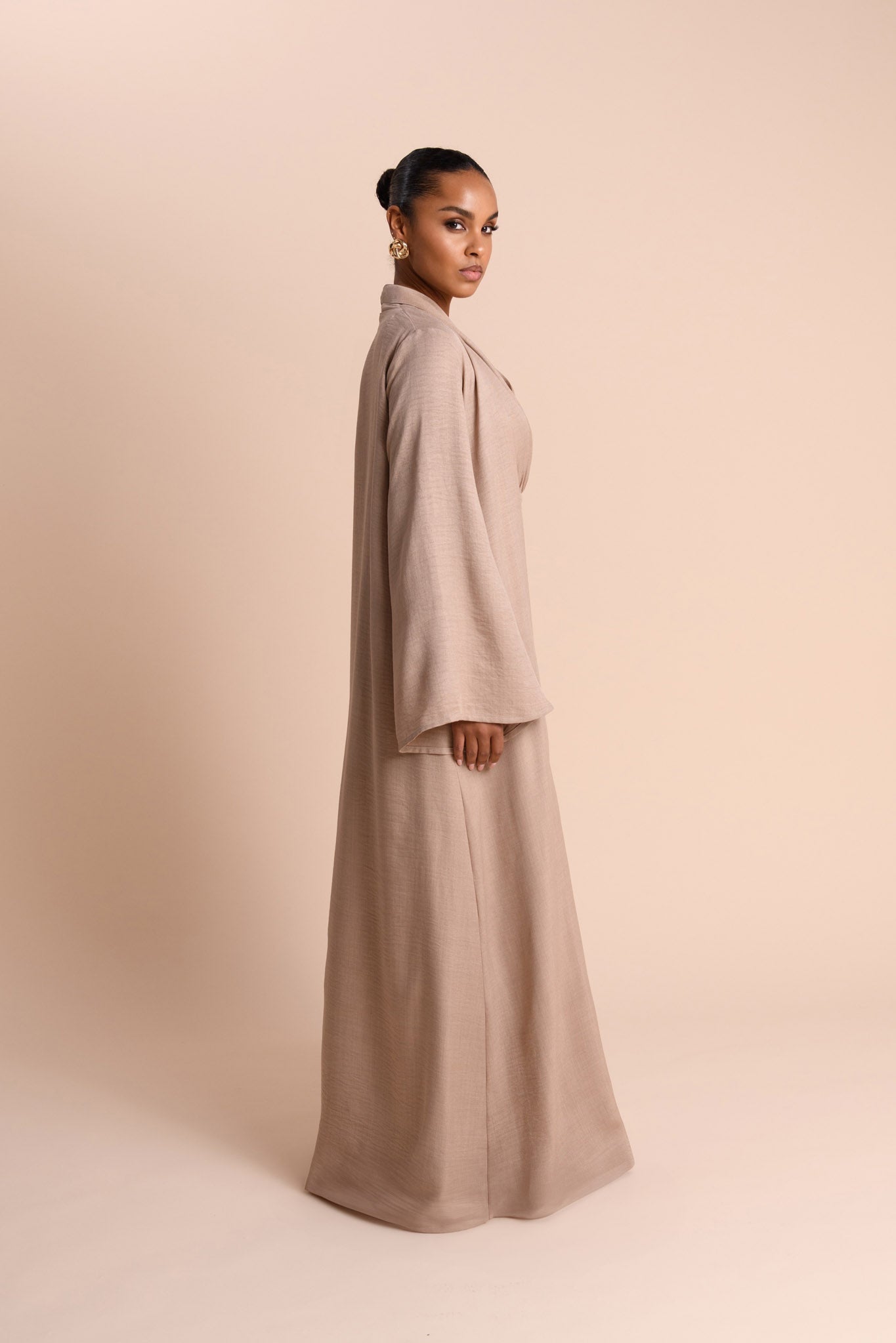 Abaya à Manches Fendues - Sable — Modeen