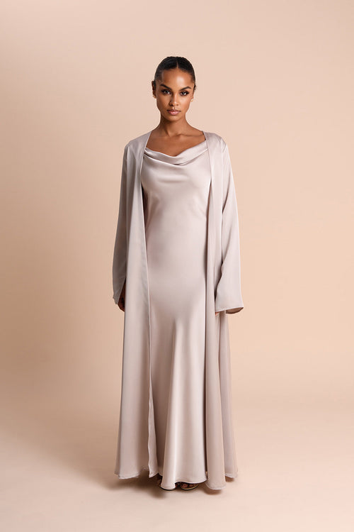 Abaya Studio à Manches Fendues - Champagne — Modeen