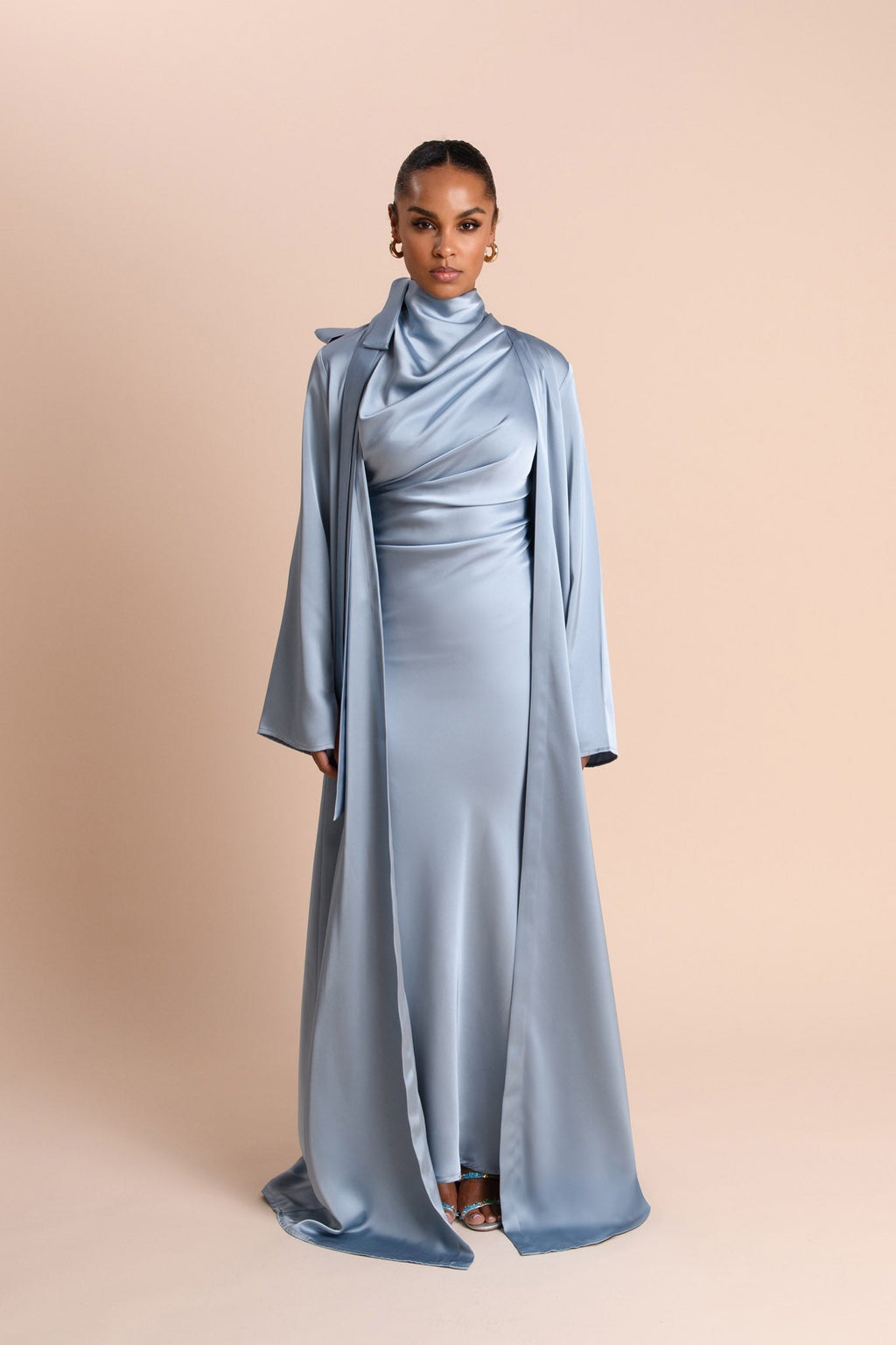 Abaya Studio à Manches Fendues - Bleu Aurore — Modeen