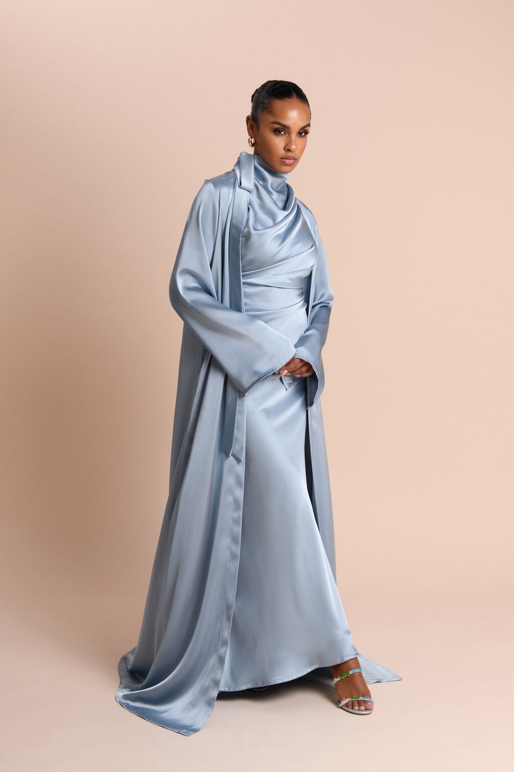 Abaya Studio à Manches Fendues - Bleu Aurore — Modeen