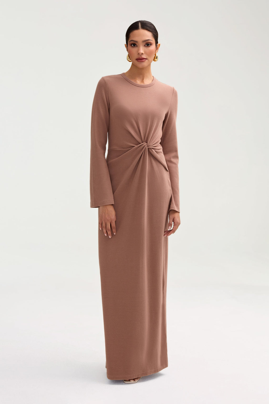 Aissia Robe Longue Côtelée à Twist Devant - Brownie Robes Modeen