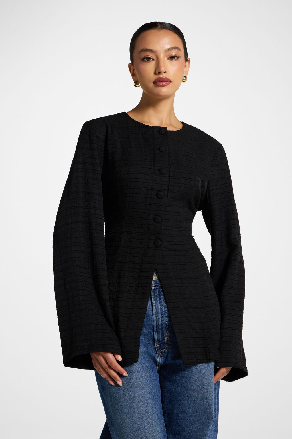 Alice Haut à Lacets au Dos - Noir Abayas Modeen