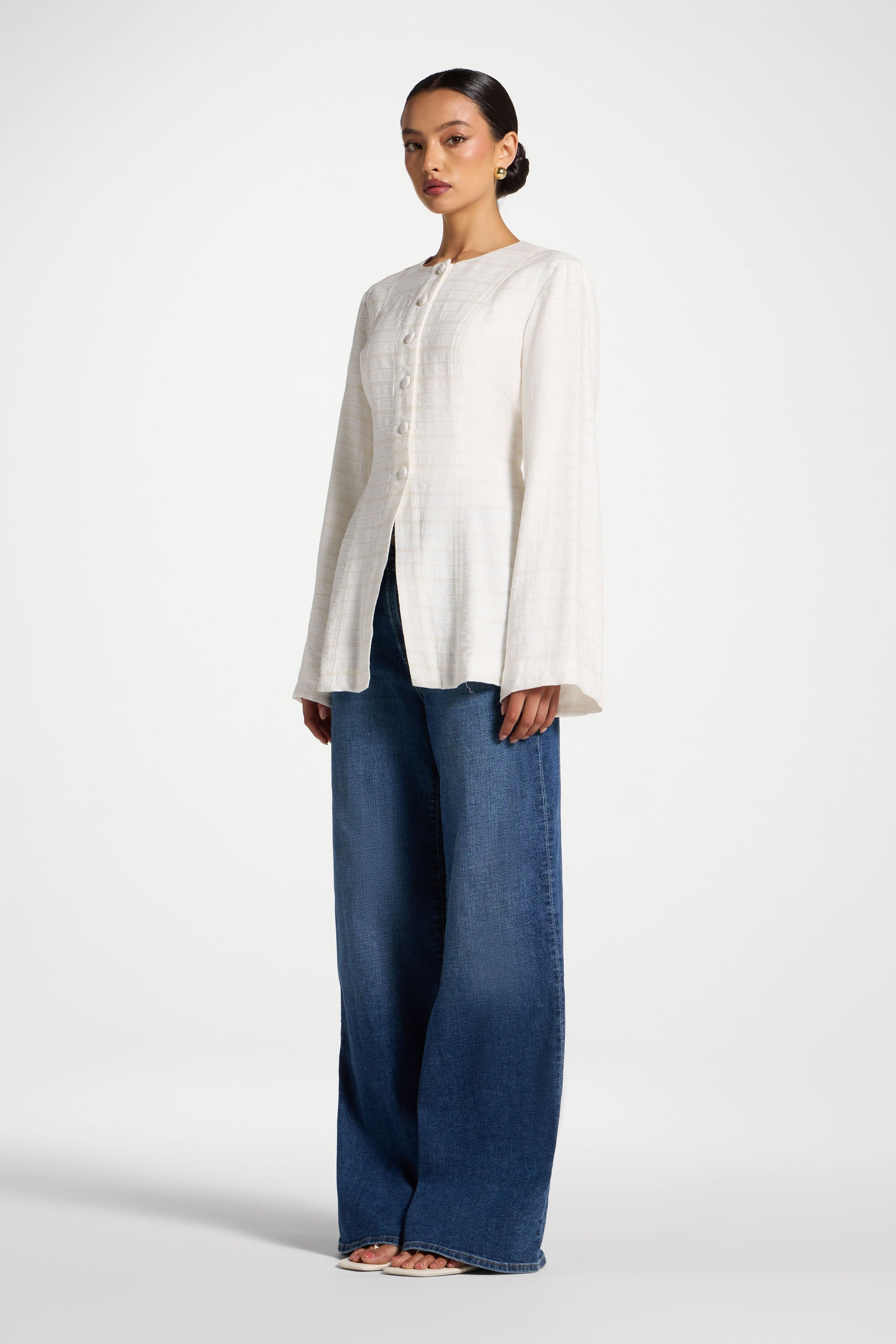 Alice Haut à Lacets au Dos - Naturel Abayas Modeen